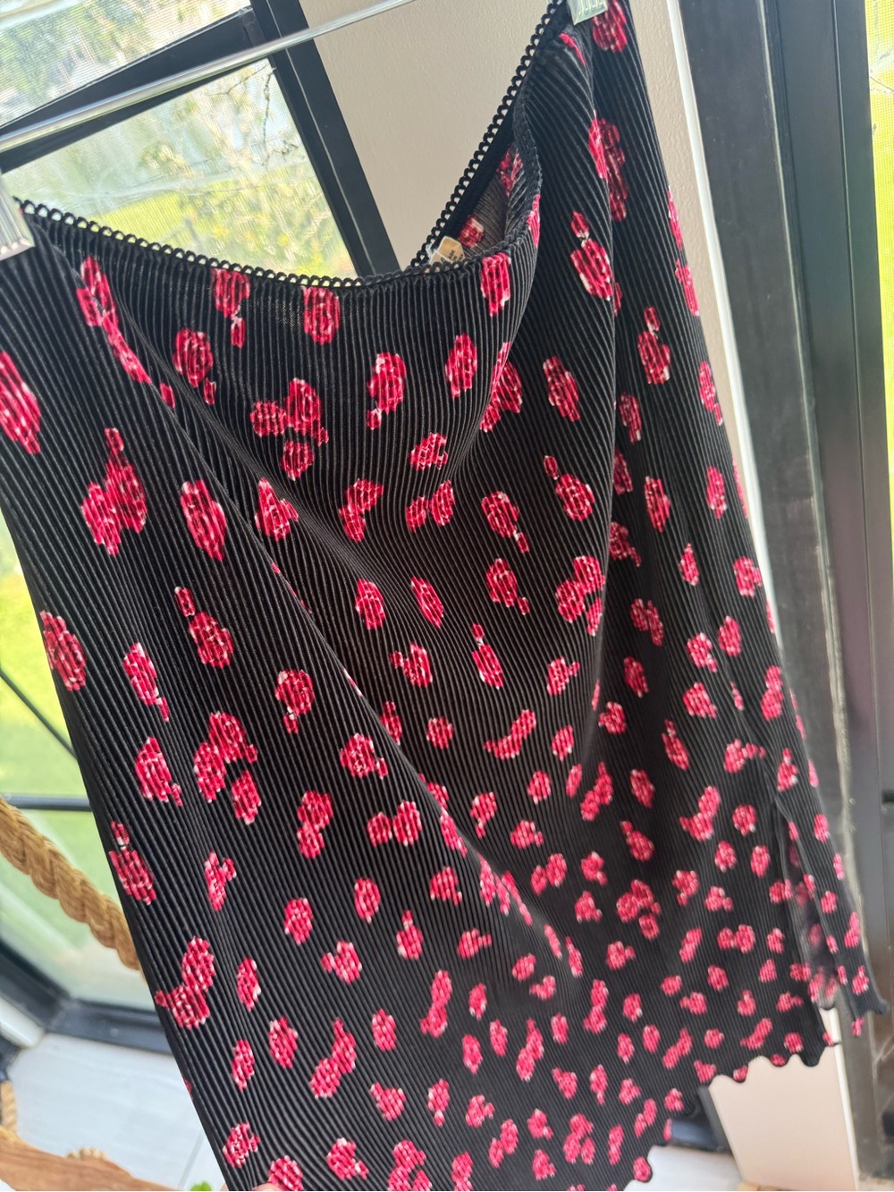 Black & Pink Floral Pleated Midi Skirt whimsy